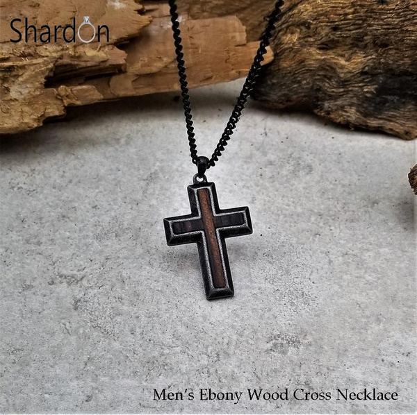 Vintage Wooden Adjustable Leather Engraving Wood Cross Pendant Chain  Necklace - Bling Jewelz