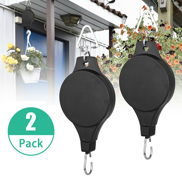 2Pcs Retractable Pulley Hanging Basket Pull Down Hanger Garden Plant