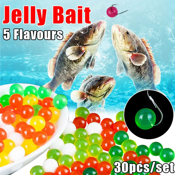 30pcs/set Fishing Ball Beads Jelly Bait Feeder Carp Fishing Baits Smell  Lures 5 Flavours