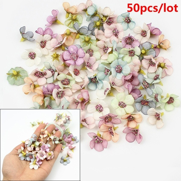 50 Pcs Artificial Flower DIY Craft Material Head Decoration Small