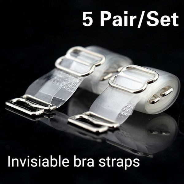 5 Pair/Set 1cm Wide Clear Bra Straps Silicone Invisible Shoulder