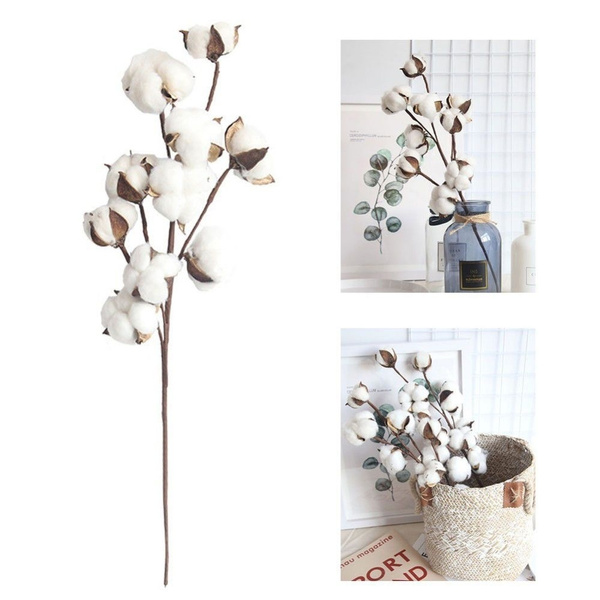 Details about   Naturally Dried Cotton Flowers Artificial Plants Floral Branch For Wedding Party