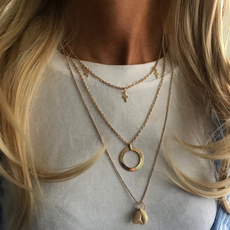Chain Necklace, bohojewelry, Cross necklace, gold