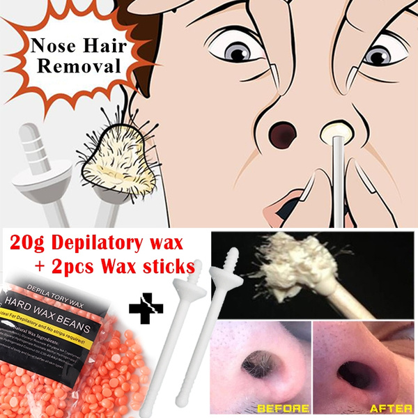 Nose Hair Removal Portable Wax Kit 20g Depilatory Wax With 2pcs Nasal Hair Wax Sticks Cleaning Tool Wish