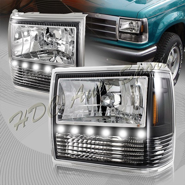 Transparente baños dos For 1989-1992 Ford Ranger Black Housing 1-Piece Style LED  HeadLights+Bumper+Corner | Wish