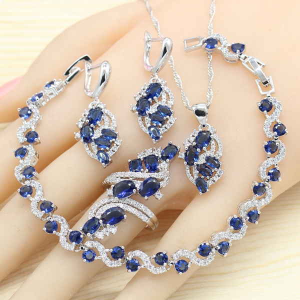 Royal blue earrings 2025 and bracelet