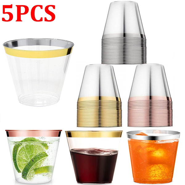 Camping Hard Plastic Drinkware Set and Serving Cups for Party 18 Pieces of Reusable Drinking Cup Glasses Wedding Beach and Picnic Coloured Plastic Tumblers Top Shelf Dishwasher Safe 450 ml