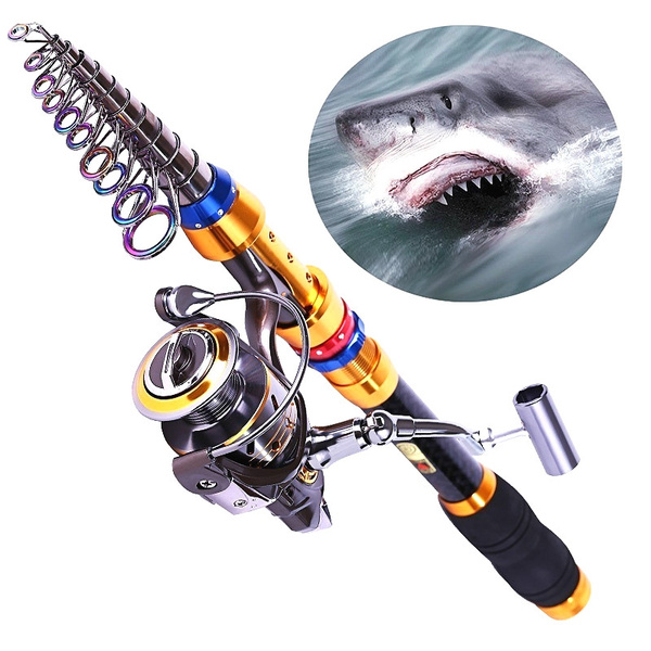 Sougayilang Fishing Rods and Reels Set Carbon Fiber Telescopic Fishing Rod  with 13BB Metal Spinning Reel for Travel Saltwater Freshwater Boat Fishing