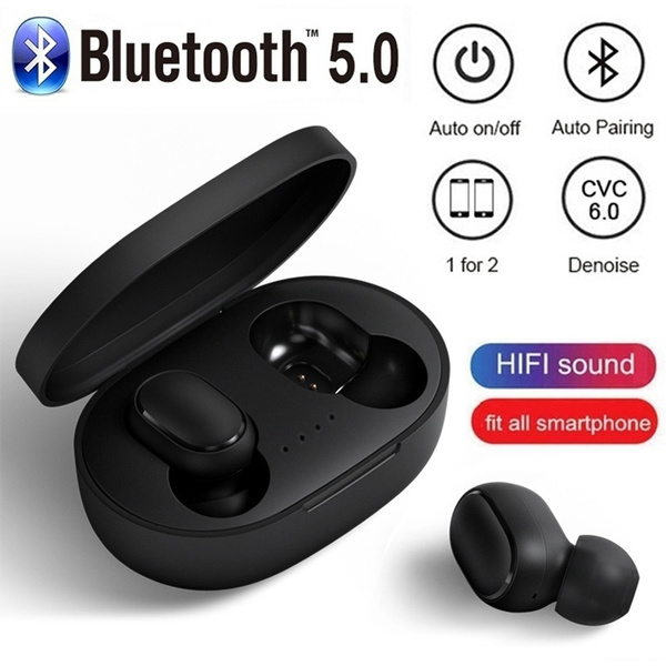 TWS Wireless Bluetooth5.0 Earphones IPX5 Waterproof Sport Headset HIFI Stereo Headphones Mini In Ear Bluetooth Earbuds with Charging Case