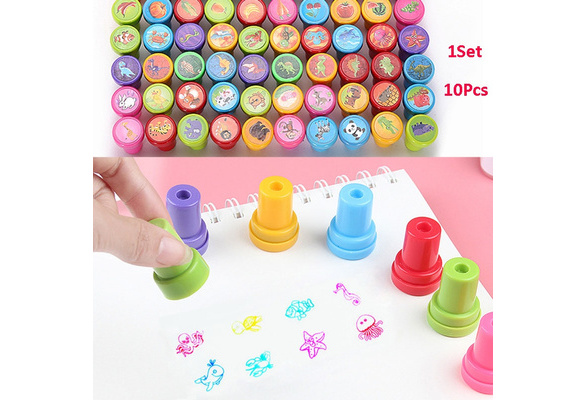 10Pcs/Set Self-ink Rubber Stamps Kids Event Supplies Puzzle Educational Toy  Birthday Christmas Boy Girl Gift