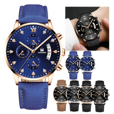 Chronograph, Fashion, business watch, leather strap