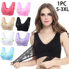 Lingerie Wireless Sports Sexy Lace Breathable Bra Adjustment Type Push-up Front Row Cross Side Buckle Buckle Side Chest Running Vest