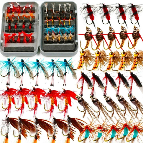 Sougayilang Fly Fishing Lure Set with Fly Lure Box 9 Styles 44pcs