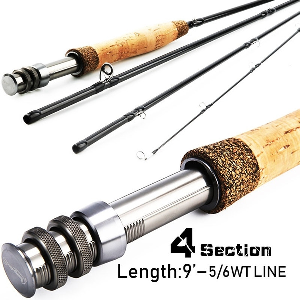 Sougayilang 9' 4 Section 5/6 Fly Fishing Rod Carbon Fiber Fly