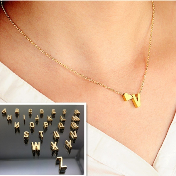 Simple Heart Letter Necklace Elegant 