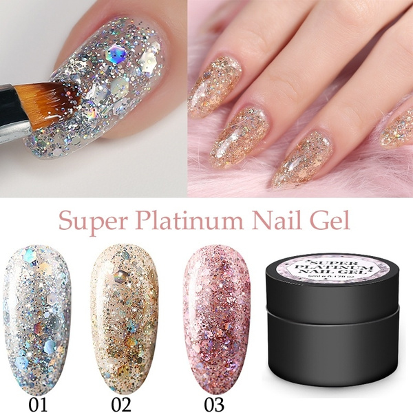 taart Iedereen speer Super Platinum Nail Gel Nail Art Glitter Nail Gel Soak Off UV Gel 8 kleuren  | Wish
