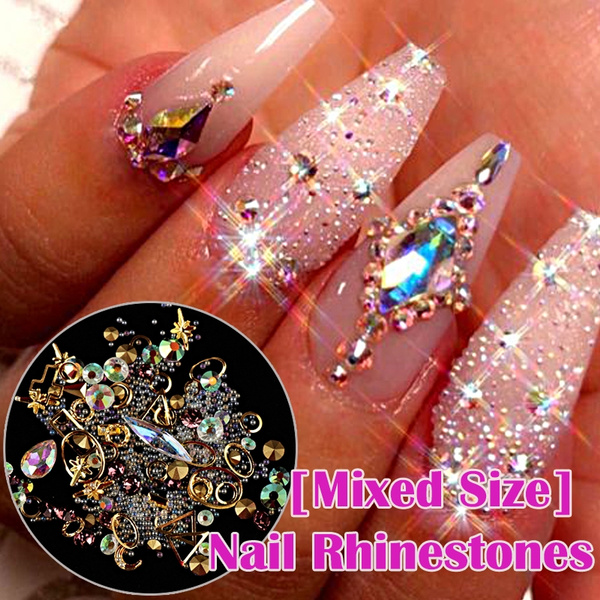 1 Box Mixed Colorful Rhinestones For Nails 3D Crystal Stones For Nail Art  Decorations Diy Design Manicure Diamonds