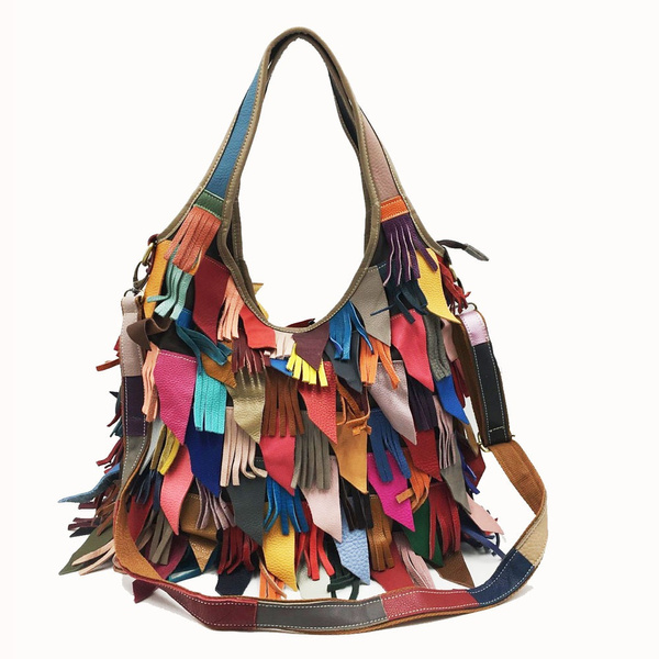 multi colored leather handbags