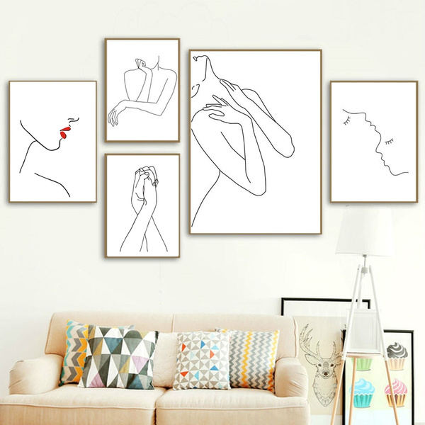 Y Women Body Nordic Poster Print Line Drawing Modern Canvas Painting Wall Art Mural Picture For Livingroom Girls Bedroom Home Decor No Frame Wish - Modern Wall Art Home Decor