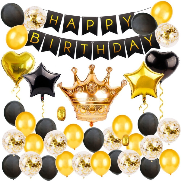 Black Gold Happy Birthday Balloons Set Heart Star Foil Balloons Transparent Ballons Confetti Latex Baloons Anniversary Birthday Party Decoration Anniversaire Wish Black Gold Happy Birthday Balloons Set Heart Star Foil Balloons Transparent Ballons Confetti Latex Baloons Anniversary Birthday Party Decoration Anniversaire Wish