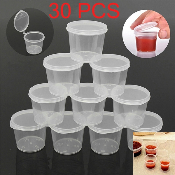 Lids 30Pcs/Set Small Plastic Sauce Cups Food Storage Containers Clear Boxes 