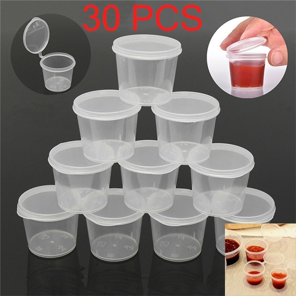 30Pcs Small Plastic Sauce Cups Food Storage Containers Clear Boxes 30Pcs Small Plastic Sauce Cups Food Storage Containers Clear Boxes
