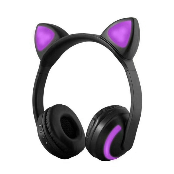 Black cat bluetooth headphones for children