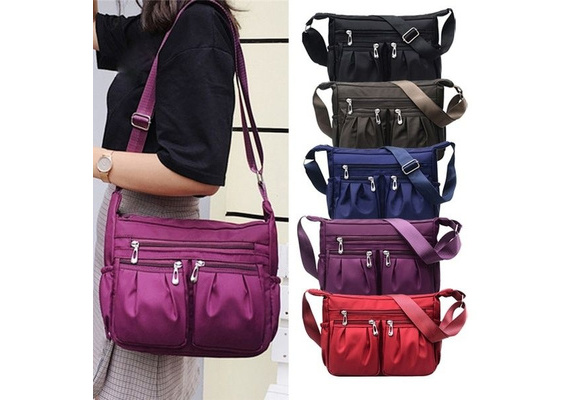 Jinnoda Women Space Padded Nylon Messenger Bag Solid Color Zipper  Top-handle Bag