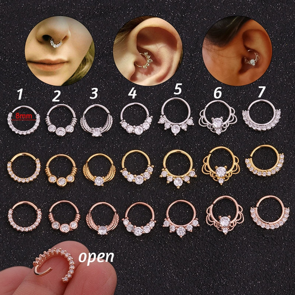 Vask vinduer Reklame Praktisk 1Pc 8mm Open Hoop Daith Earring Cz Cartilage Rook Earring Septum Ring Nose  Ear Piercing Body Jewelry | Wish