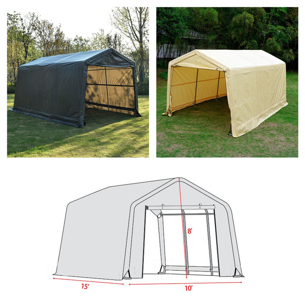 10'x15'x8' FT Storage Shed Tent Logic Shelter Car Garage Steel Carport Canopy 