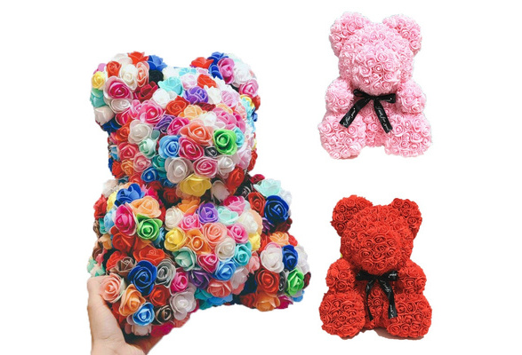 artificial flower teddy bear