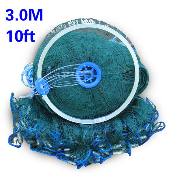 3.0m/10ft Full Spread Nylon Hand Throw Fishing Net with Aluminum