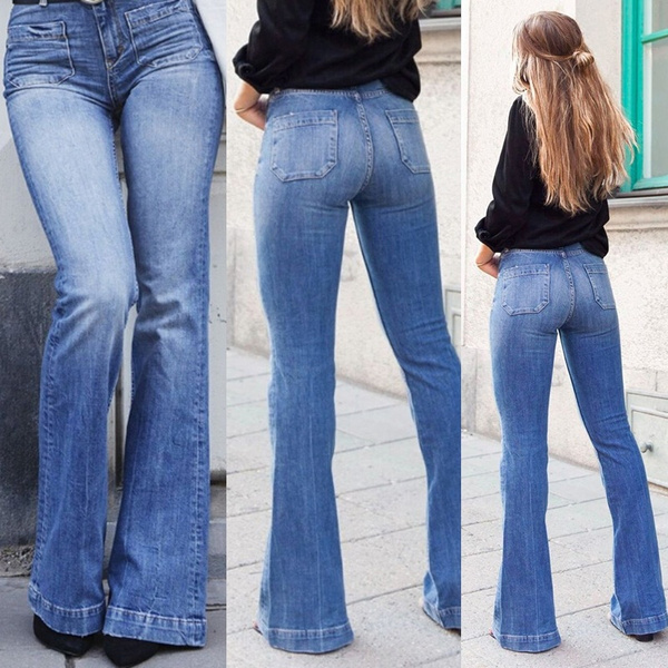  Women Fashion Sexy Low-Rise Jeans Bootcut Bell