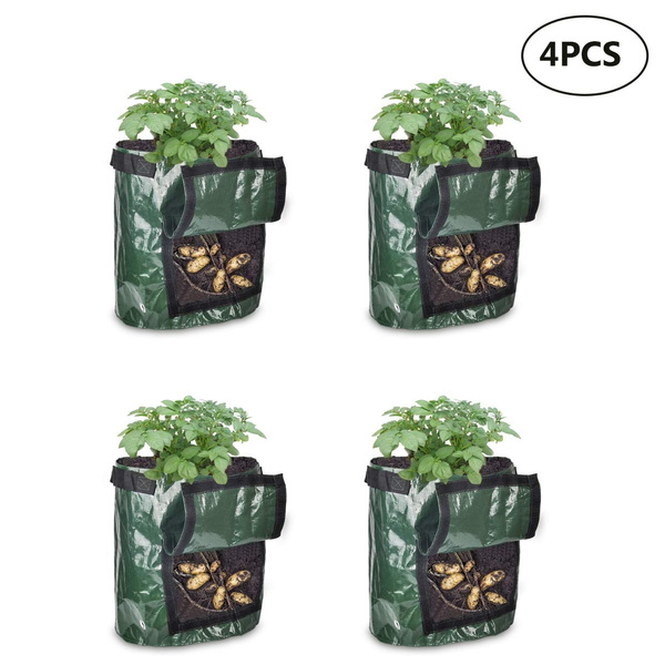 Potato Grow Bags, 4 Pack 10 Gallon with Flap and Handles Planter