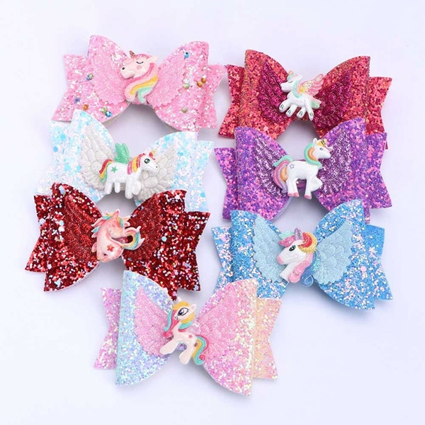 Pink Glitter Unicorn Hairbow