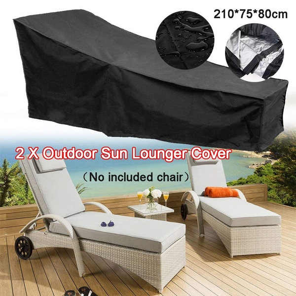 1 2pcs Black Waterproof Sunbed Sun Lounger Garden Furniture Cover Patio Rattan Bed Wish