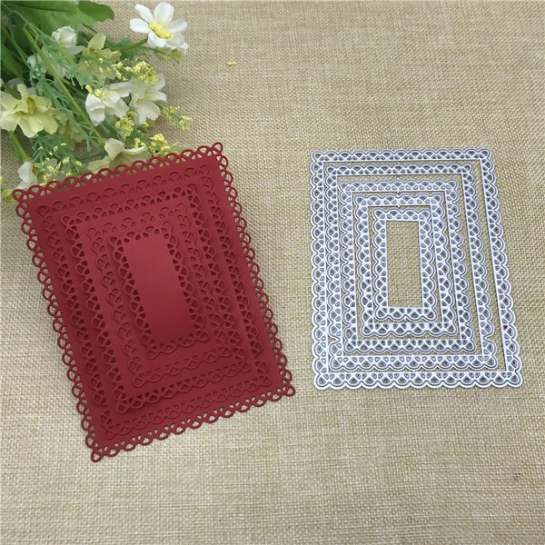 Metal Trapezoid Dotted Nested Frame Cutting Dies Decagon Layering Pileup Die Cuts for Card Making Stencil Embossing Tool Scrapbooking DIY Etched Craft Dies 