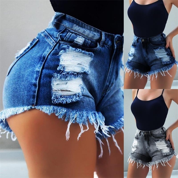 Womens Fashion Washed Frayed Denim Jean Shorts Summer Hot Pants