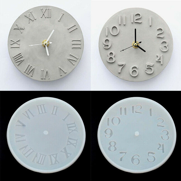 1pcコンクリート工芸品製造数字 アラビア数字ローマモデルケーキ型新しいシリコーン型diy数字型時計粘土セメント時計 Wish