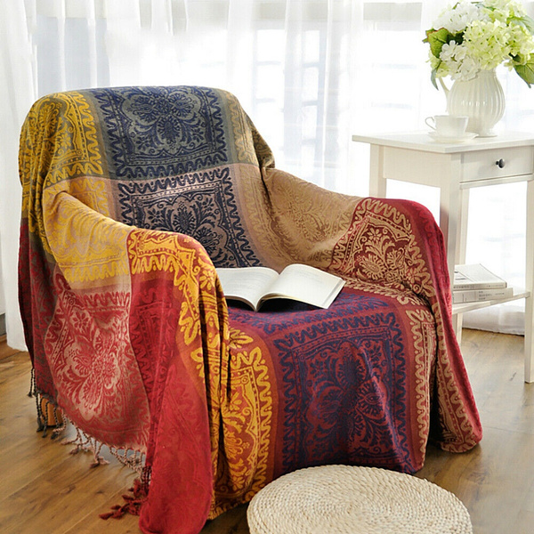 Chenille Jacquard Tassels Throw Blankets For Bed Couch Decorative Soft Blanket Sofa Wish Bed Couch Decorative Soft Throw Blanket, Large Chenille Throws For Sofas