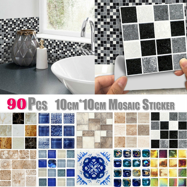 Kitchen Bathroom Tile Mosaic Stickers Self-adhesive Waterproof 10/30x Wall Decor 