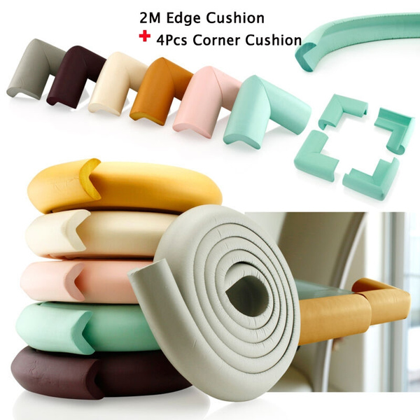 2M Edge Cushion+4Pcs Corner Cushion Softener Table Guard Strip Cushion  Bumper desk Edge Baby Safety Protector Corner