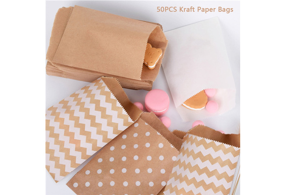 Wave Dot Baking Kraft Paper Bag Popcorn Bag Packing Pouch Candy Biscuit Bags 