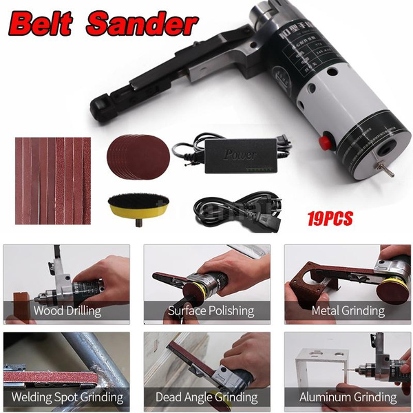 Electric Belt Sander Mini Belt Sander Electric Grinder Small Grinding  Machine Hand-held Electric Belt Sander with Sanding Belts