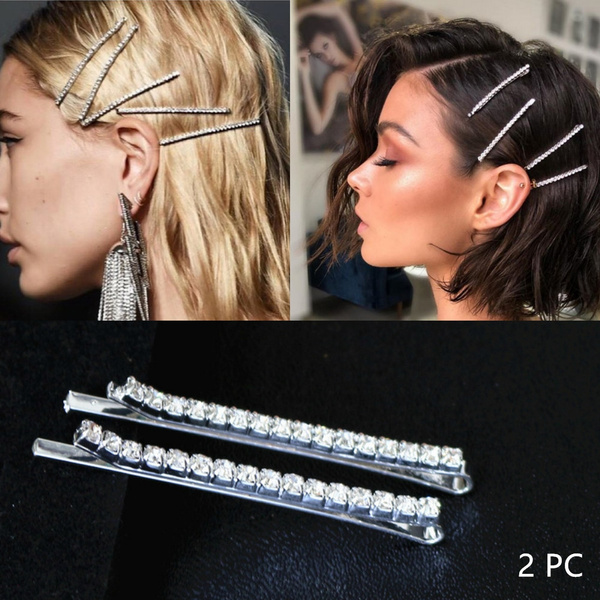 Crystal Hairgrip Rhinestones Hairpins  Metal Barrette Shiny Hair Clips