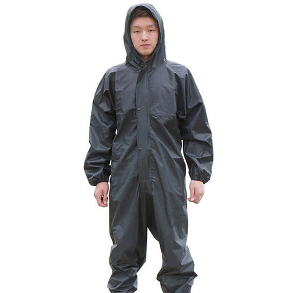 Unisex waterproof One-piece Work Hooded Coveralls Overall Jumpsuit Boilersuit 