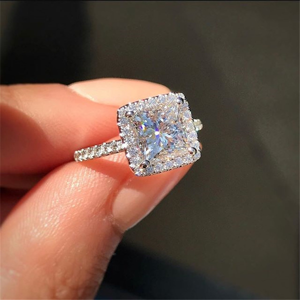 Shiny White Sapphire Round Cut Ring Women Wedding Engagement Ring