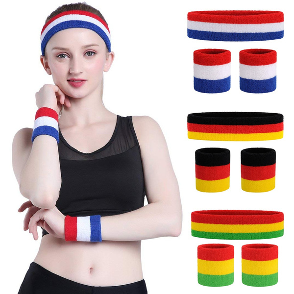 Lots of Colors,Popular Gift for Sports TYBOT Head Wrist Hand Sweatband Set Headband Wristband Great for Sweat Absorbing 