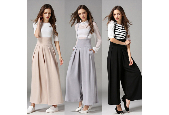 Women Casual Pleated High Waisted Wide 
