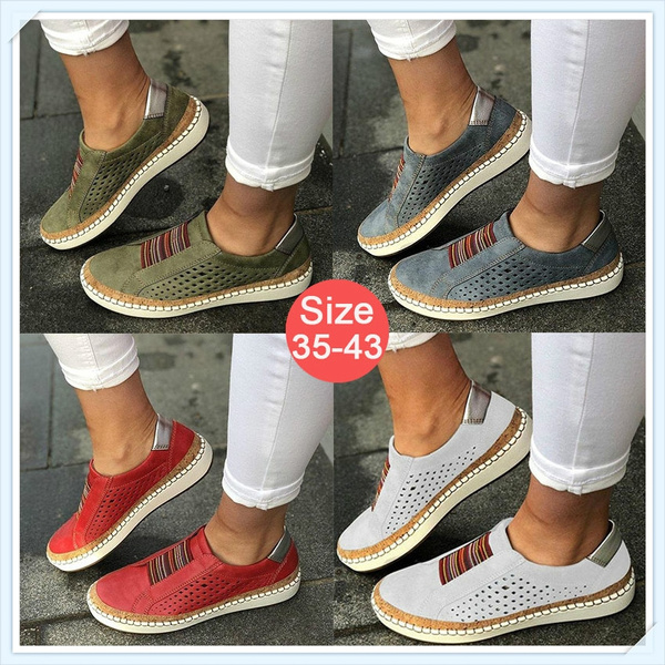Womens Slip On Pumps Trainers Loafers Ladies Casual Flat Sport Shoes Sneakers